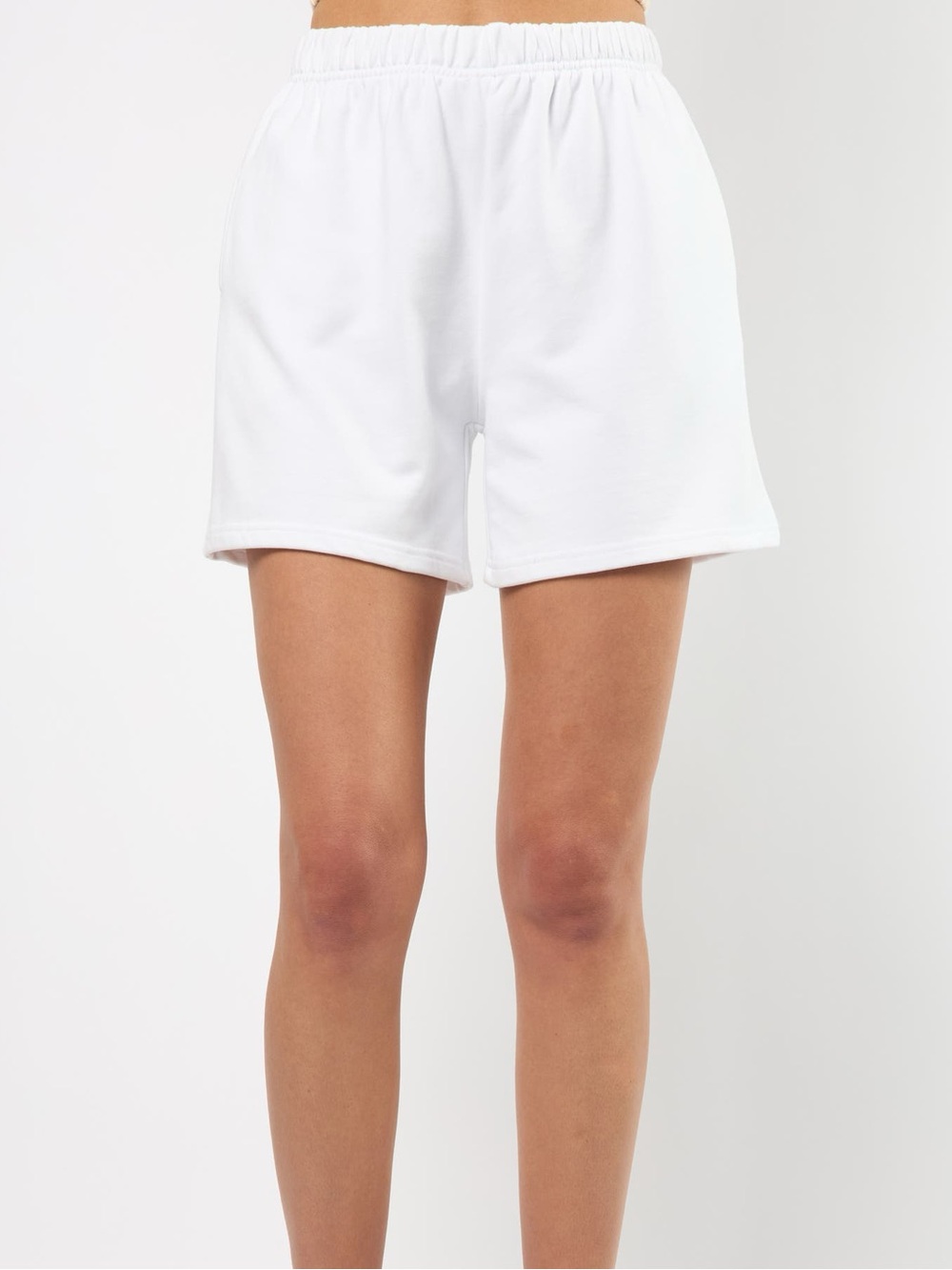 Viens Avec Moi White Elastic-Waist Athletic Shorts